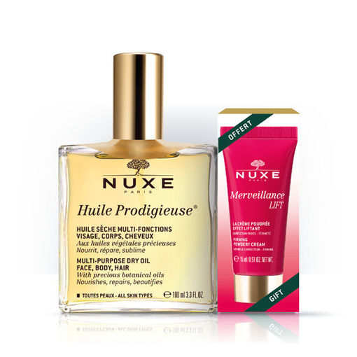 Huile Prodigieuse® + GRATIS Merveillance Lift Crème Poudrée Effet Liftant, 15 ml